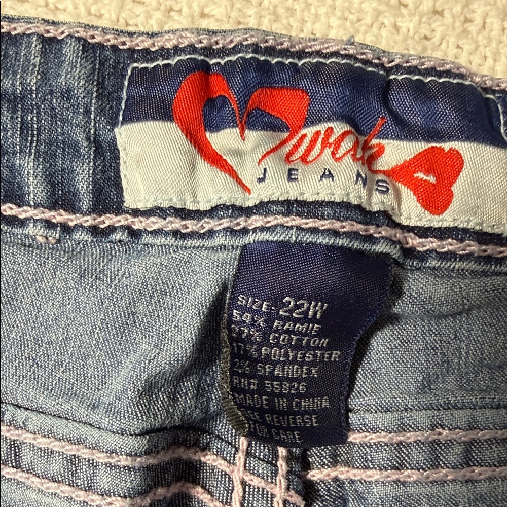 Blue Women Jeans capri with Rainbow Detail - Picture 9 of 10